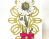 Handmade vintage daisy card - birthday, thinking of you, get well, best wishes etc....