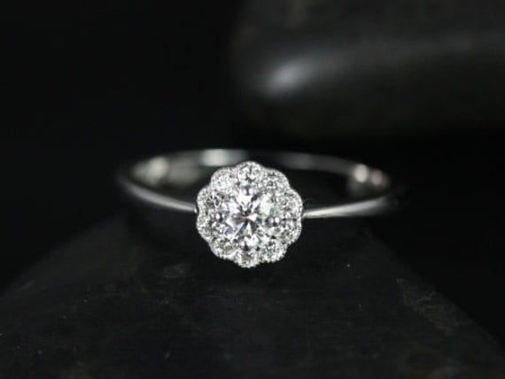 Magnolia 18kt Floral Diamond Cluster Engagement Ring (Available in other metals and stones)