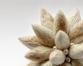 Original corsage pin brooch, felt brooch, beige color