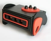 Handmade flip clock / old style roller clock / black and orange color