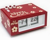 Handmade flip clock dark red