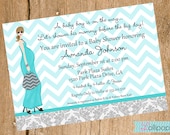Its a Boy Mod Baby Shower Printable Invitation, Personalized Mod Mom Baby Shower Invite, Modern Mom Baby Shower Invite