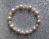 Lavender Lemon Glass Pearl Stretch Bracelet