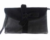 ALIKA. Black leather clutch / leather purse. Available in different leather colors.