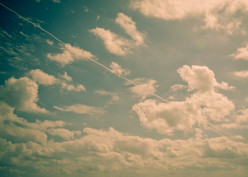 Cloud Photography,  Aquamarine teal blue sky print and clouds, Dreamy Clouds Print 5x7, Home decor, Nursery decor