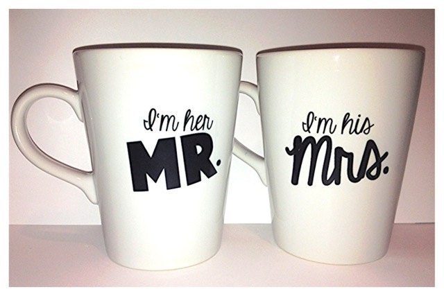Latte mug couple set of 2 Personalized mug set- "I'm his Mrs." & "I'm her Mr."mug set perfect couple gift wedding gift, housewarming Gift
