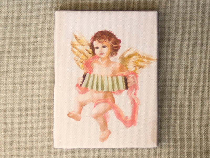 Mischievous Angel - TINY CANVAS PRINT 4x3 inches
