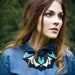 Ori - Knitted Statement Necklace, Sculptural Chevron knit in Teal, Charcoal, Silver and Gold