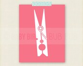 Clothespin Art Print - Laundry Room Wall Print Poster Wall Art