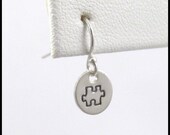 Handmade Earrings - Autism Awareness - Stamped Puzzle Dangles - Perfect Holiday Gift