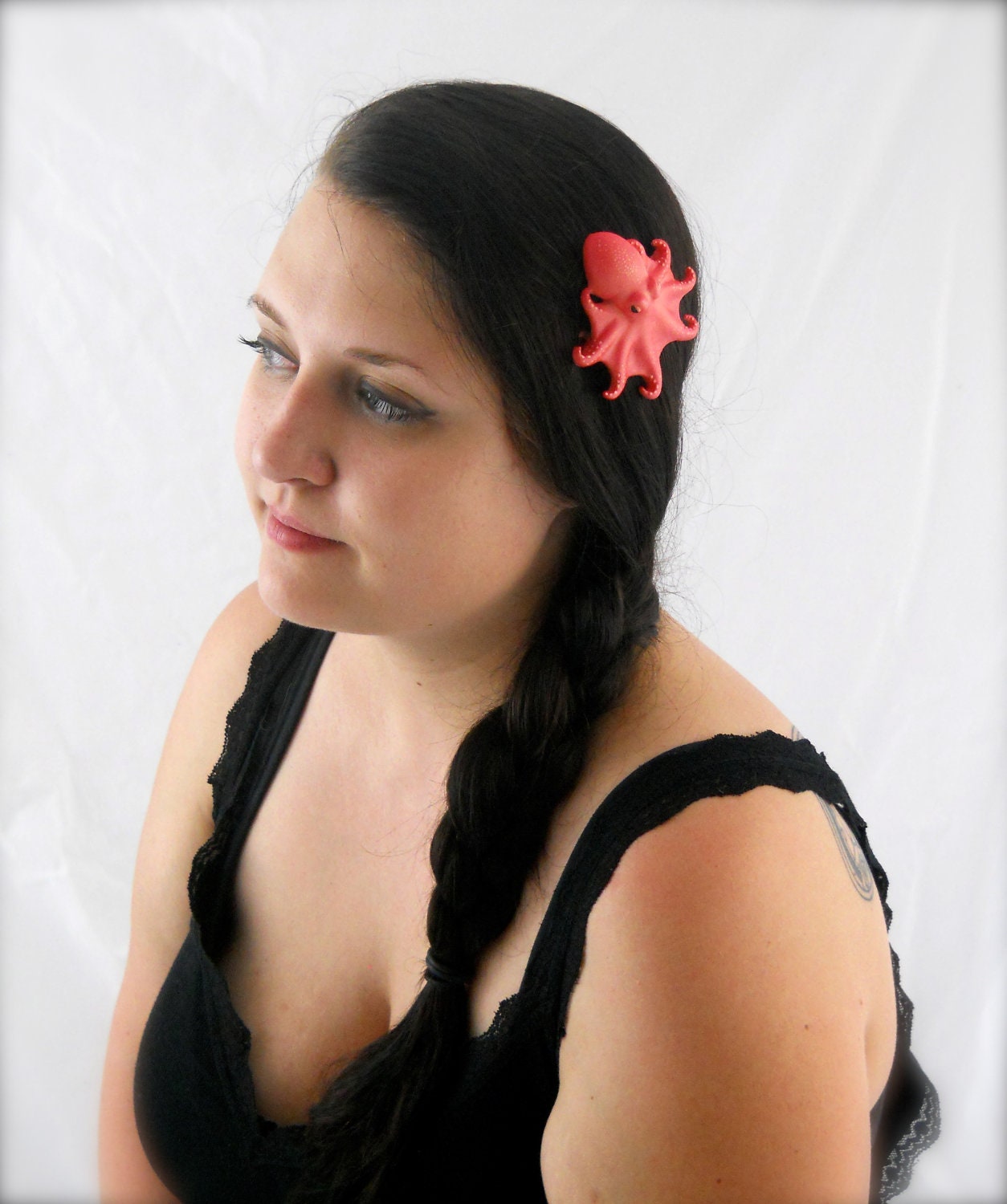 Red Octopus Hair Barrette
