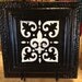 Architectural salvaged black & white fleur-de-lis design antique tin ceiling tile/picture board