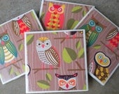 Pretty Little Owls - Handmade Coasters - Set of 4