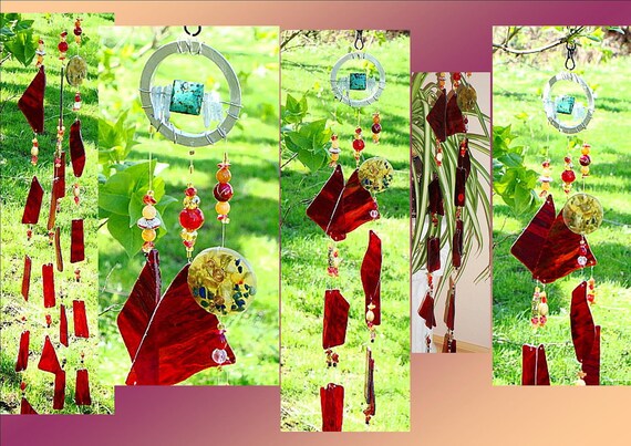 Cleopatra's Heart Red Orgonite Feng Shui Jeweled Glass & Crystal Wind Chime