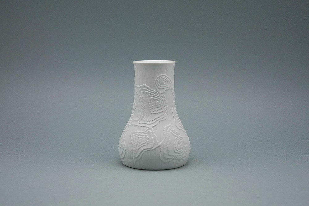 Vintage bisque porcelain Op Art Kaiser Vase (1960s)