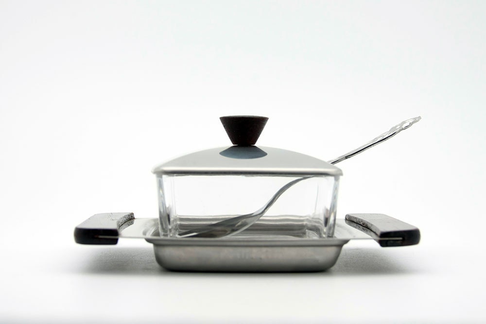 Vintage stainless steel sugar bowl / butter dish by Braun & Kemmler (W. Germany)