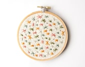 Pastel Stars Embroidery - 4 Inch Hoop Art - Hand Embroidered - Abstract Geometric Embroidery - Hand Stitched - Natural Autumn Colors