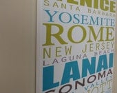 Large Subway Sign, Bus scroll, Tram scroll, Canvas Word Art, 24 x 36 - Typography Art, Personalized