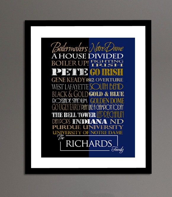 Purdue Boilermakers/Notre Dame Fighting Irish House Divided Print