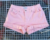 SALE vintage GUESS denim pastel peach shorts M/L