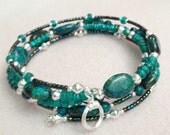Handmade Beadwork wrap bracelet Emerald green Australian Jasper