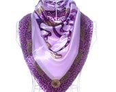 Beautiful Square Faux Silk Scarf- Purple