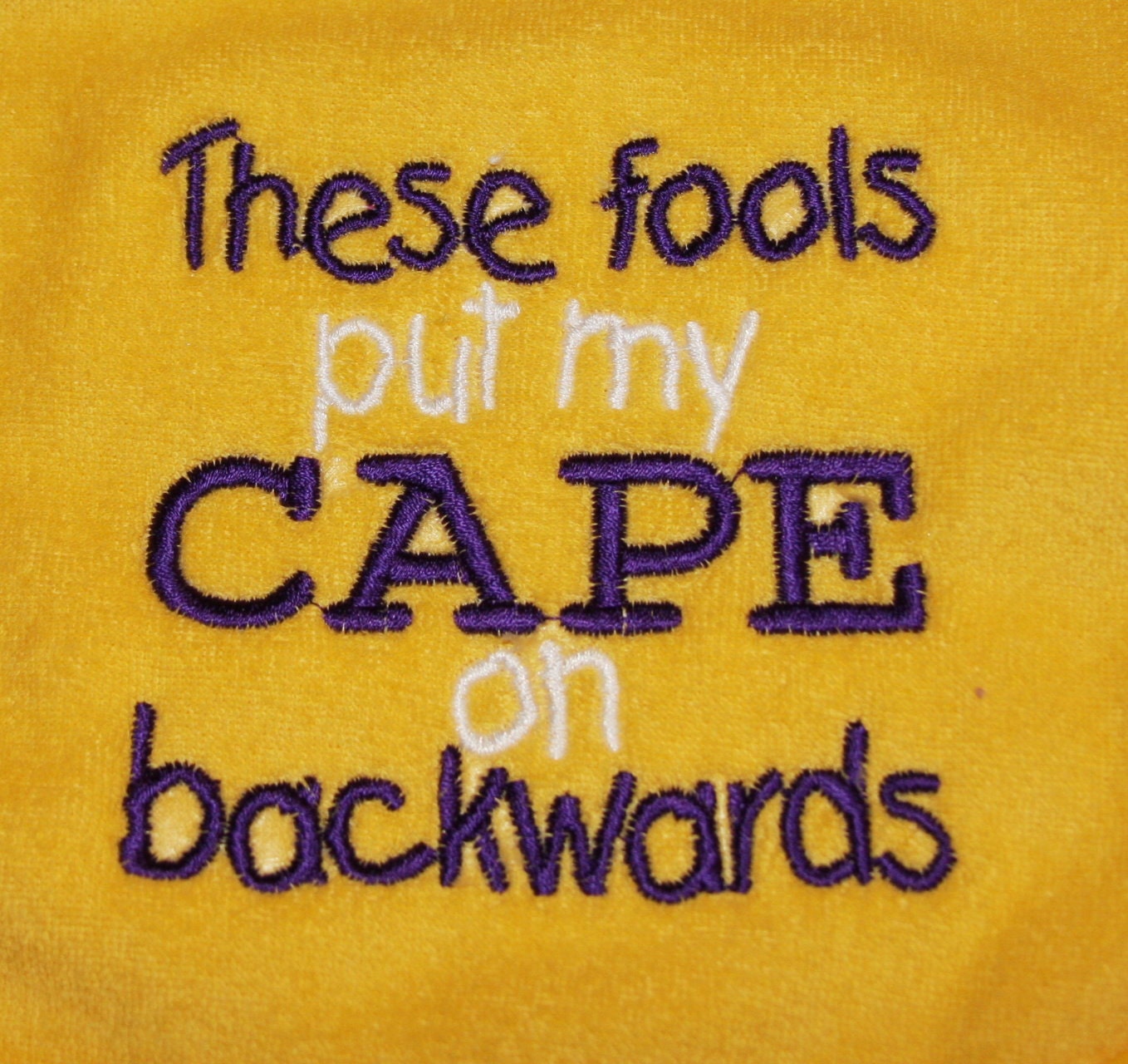 embroidered bib These fools put my CAPE on backwards