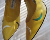 Vintage 1980's Shoes/ Vintage 80's Gianni Ferretti" Canary Yellow Pumps/ 80's Vintage Retro Shoes SZ-7