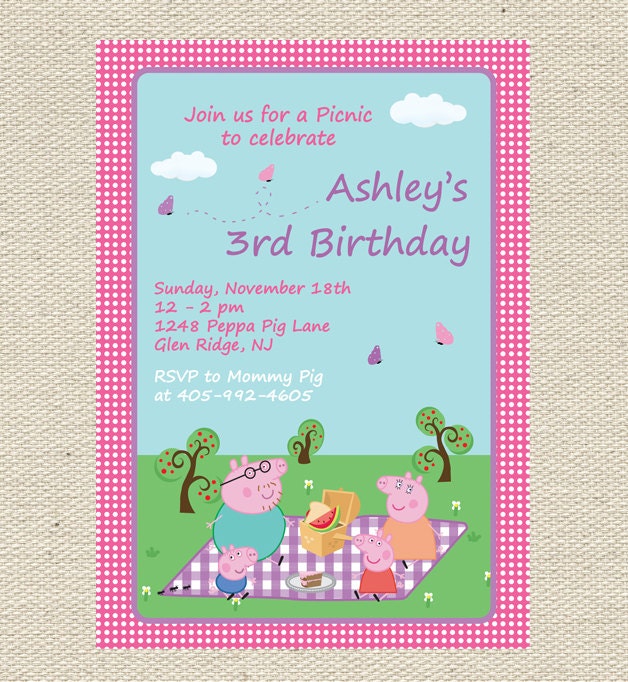 Peppa Pig Picnic Birthday Invitation Printable Il_570xn