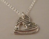 Silver double heart pendant, valentines heart necklace