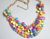 colorful bubble necklace,beadwork necklace,Beaded Jewelry,bib necklace,statement necklace,flower necklace with chain
