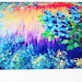 SALE - Original Acrylic Floral Painting 16 x 20 FREE SHIPPING Bold Vibrant Colours Rainbow Ombre Effect Royal Blue Flowers Red Peach Purple