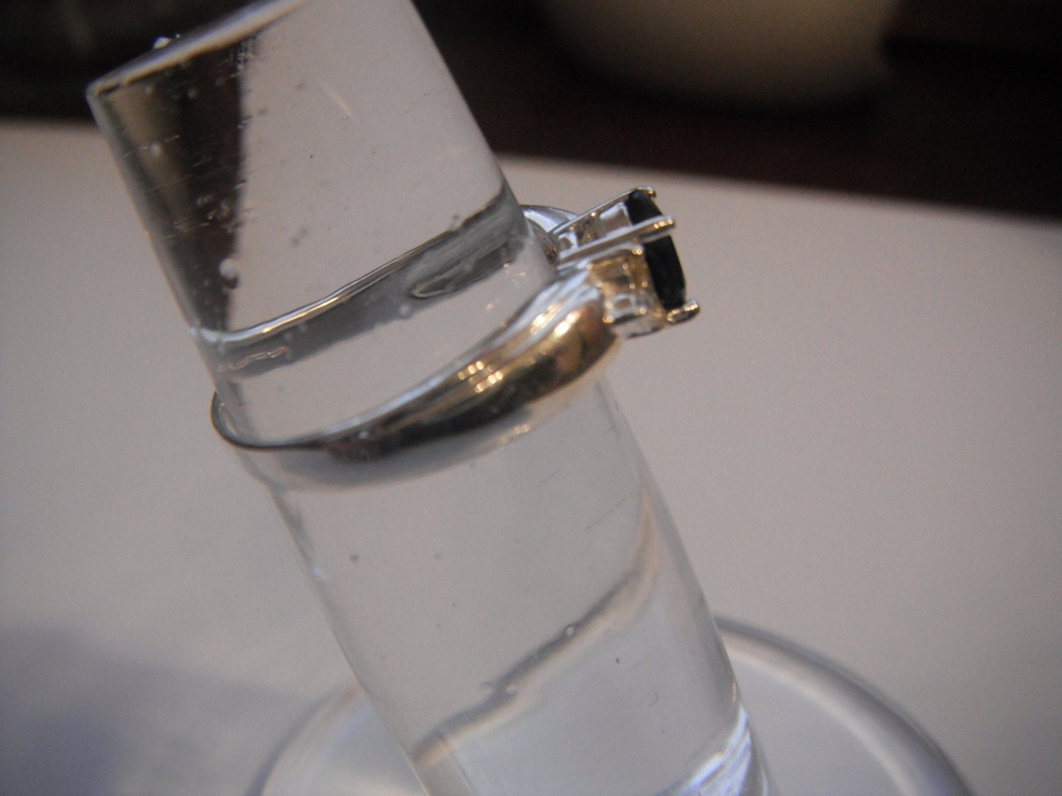 Black Sapphire and White Topaz Ring