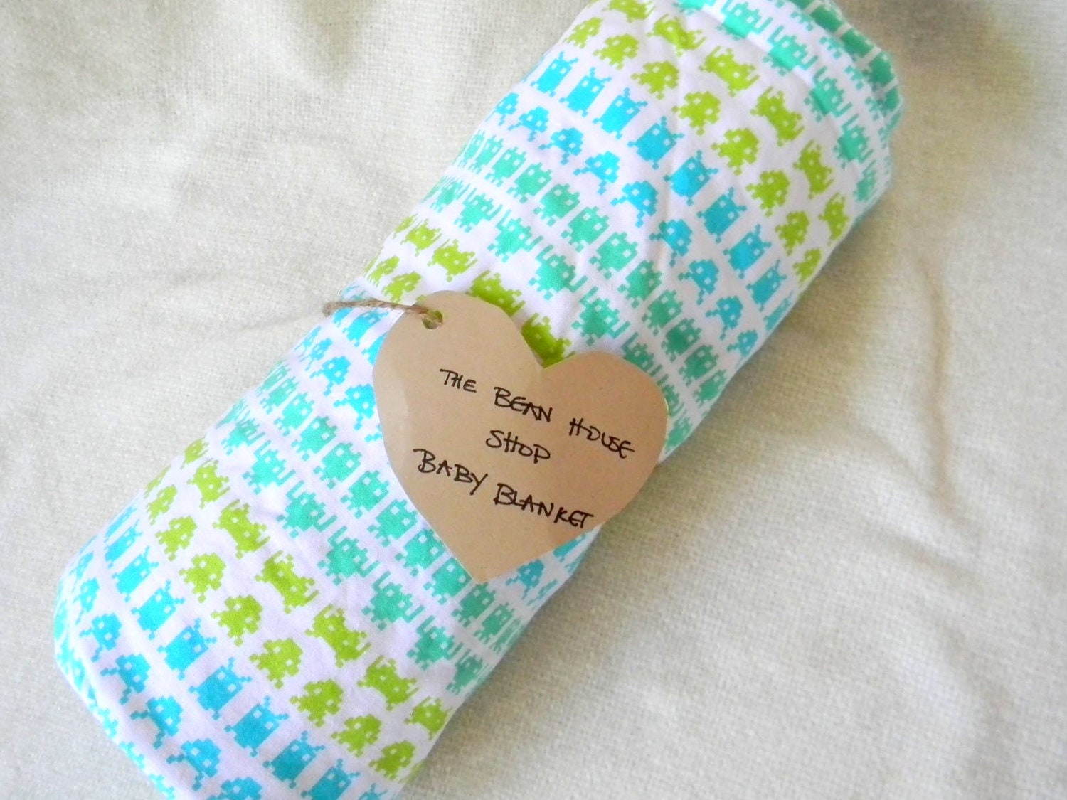 One "Little Monster" Baby Blanket, with White Minky Dot