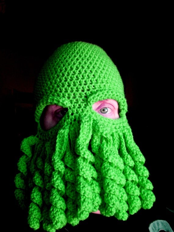Cthulhu hat, green tentacles galore