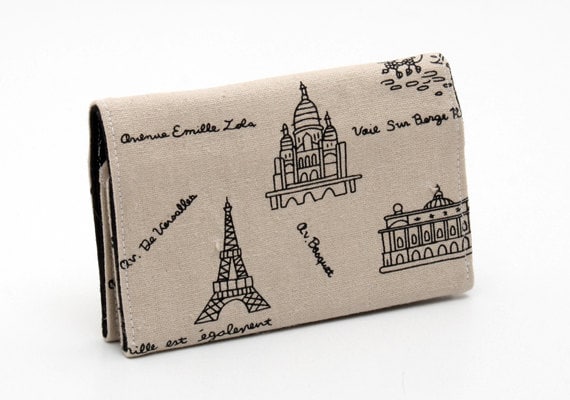Business card holder small gift for her, for him card case  - walk in Paris