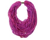 purple infinity knit scarf ,chunky merino wool scarf necklace
