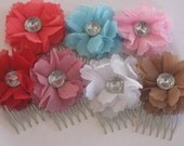 YOU CHOOSE Your Own Color Chiffon Mini Flower on Hair Comb