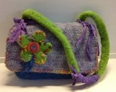 Pixie Handbag - Felted - Blue Purple Green - Small Handbag