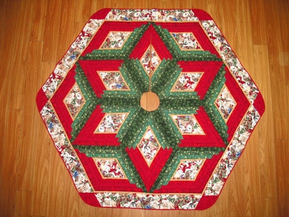 Christmas Tree Skirt Quilt  -  Puppy Christmas  -  100