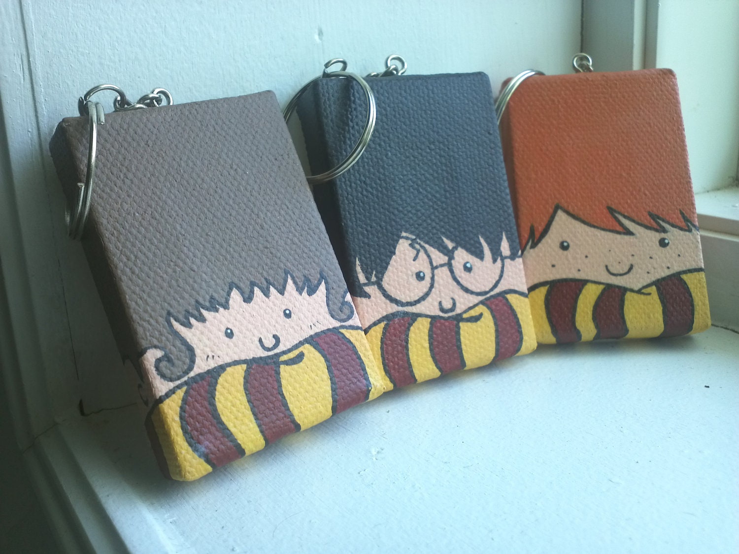 Painted Harry Potter Trio Mini Tangle Keychains