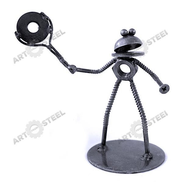 Scrap Metal Frog Playing Tennis (5") ........ Model JC01.10