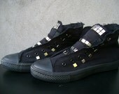 LAST pair Stud-trimmed customised sneakers (no converse), colour black, size 45 EU / 11.5 USA