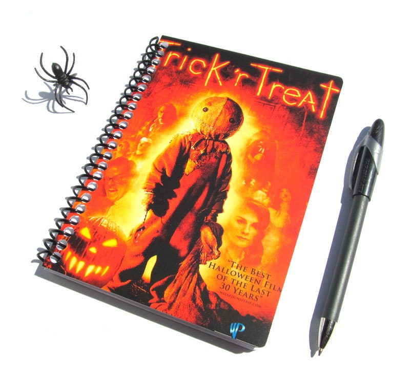 Halloween Notebook Trick 'r Treat UpCycled Horror Movie Journal Sam Pumpkin