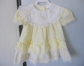 CLEARANCE Vintage Baby Girl Summer Dress by Alexis: Pastel Yellow with White Lace