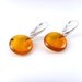 Fine Baltic Amber Earrings Honey color Round Shape Sterling Silver 925 3 g 1 oz
