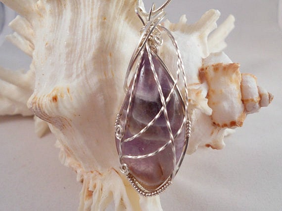 Amethyst Wire Wrapped Pendant, Amethyst Necklace, Handmade