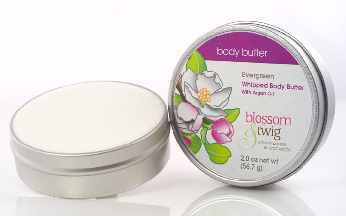 Vegan Whipped Body Butter "Evergreen" - Organic Argan Oil, Organic Nilotica Shea Butter and Pure Essential Oils
