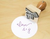 Custom Wedding Calligraphy Monogram Stamp - personalized initials Love stamp -2 inch 5 cm rubber stamp