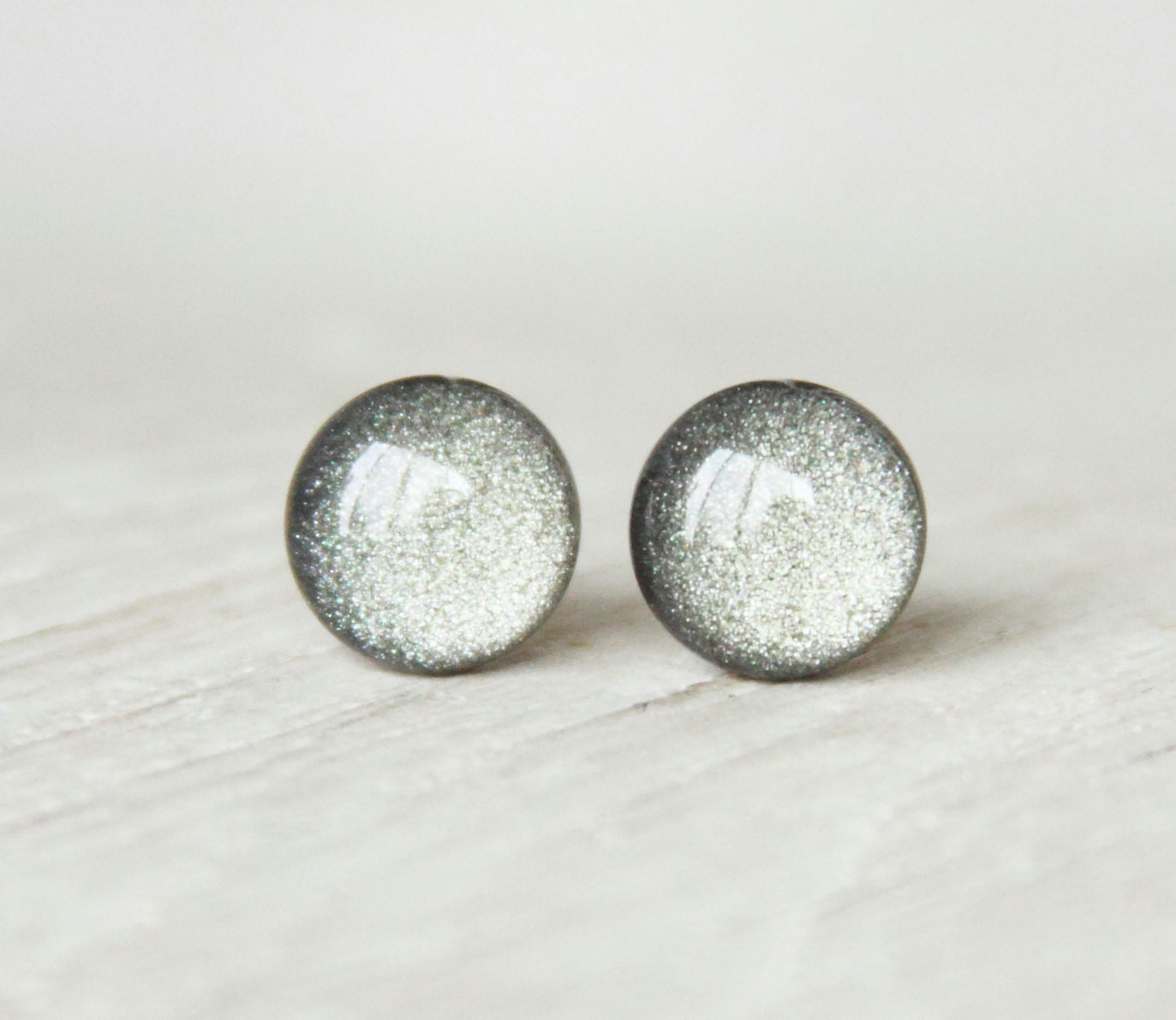 GUN METAL - Stud Earrings - Dark Silver Stud Earrings in Deep Shimmer Gun Metal - Rocker Style Earrings - Tiny Earrings by EarSugar